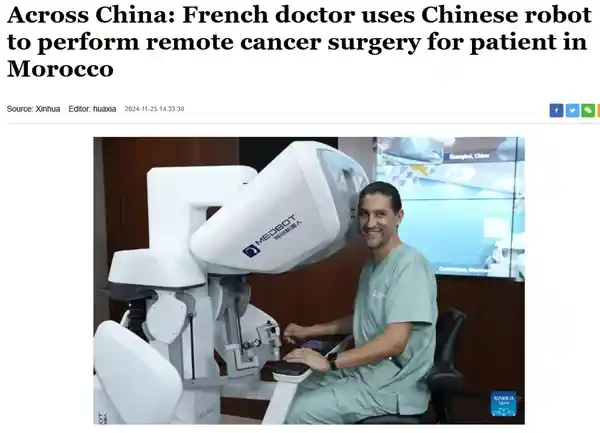 法国医生在上海借助中国机器人远程手术 惊艳跨洲医疗新篇章