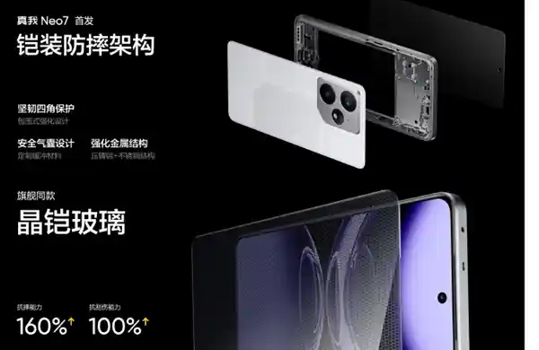 全新发布！真我Neo7首发全新防摔铠装设计：双重防护IP69+IP68，全面升级防水等级
