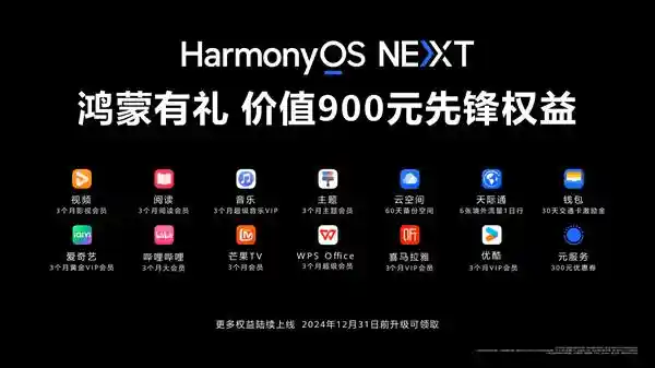 抢先体验鸿蒙先锋权益！免费领取900元原生应用体验，全新视角等你探索