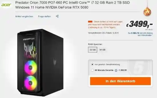 RTX 5090与5080整机配置下差价曝光：性能升级值得1200欧元？
