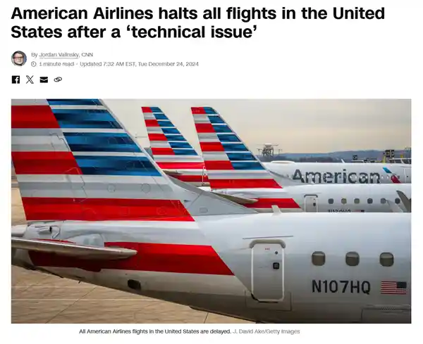 美国航空公司惊人举动！全国范围内停飞所有航班