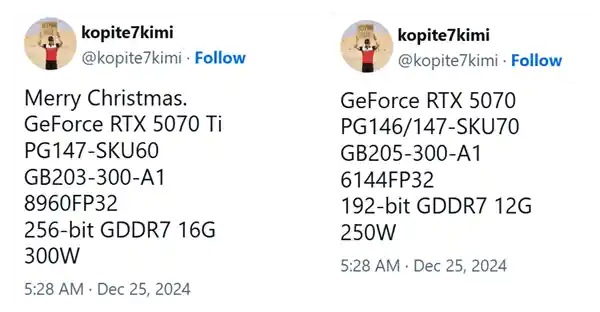 NVIDIA最新曝光：RTX 5070/Ti规格曝光，RTX 5070显存升级至12GB！