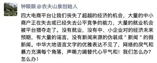 四大电商平台威胁就业：中小经营户何去何从？