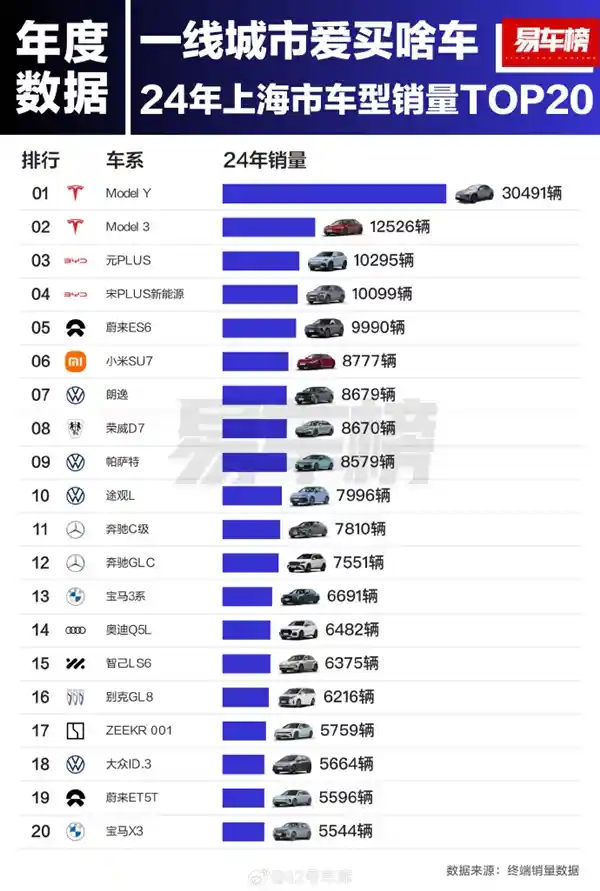 2024年上海车市新宠：特斯拉成为最受青睐的车型