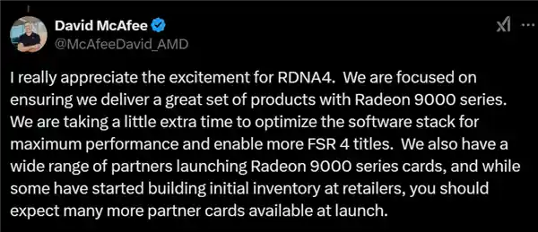 AMD RX 9070性能大升级：全面优化、支持更多FSR4游戏！