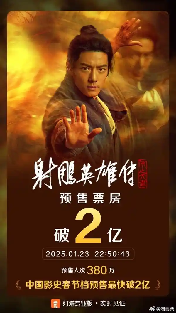 《燃爆春节档！《射雕英雄传：侠之大者》预售突破2亿，刷新中国影史纪录！》