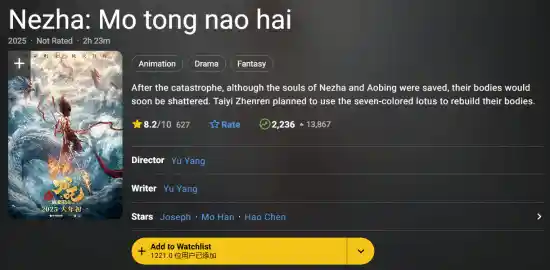 《哪吒之魔童闹海》火爆海外！IMDB评分8.2分，场场爆满引爆观影热潮
