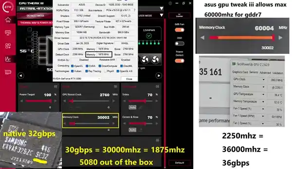 【全新突破！RTX 5080搭载GDDR7显存超频解锁速度至36GHz！】