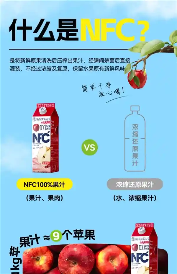 鲜榨奇缘：NFC芒果/黄桃/苹果汁买1赠1限时开抢！