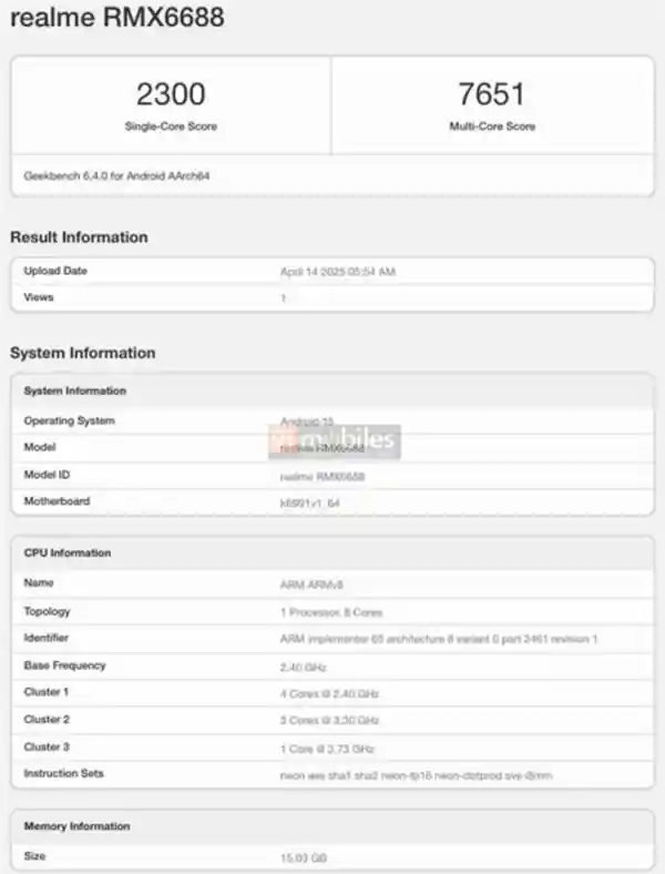 真我GT7首发天擎9400+，性能旗舰来袭！全新跑分曝光：单核2300分