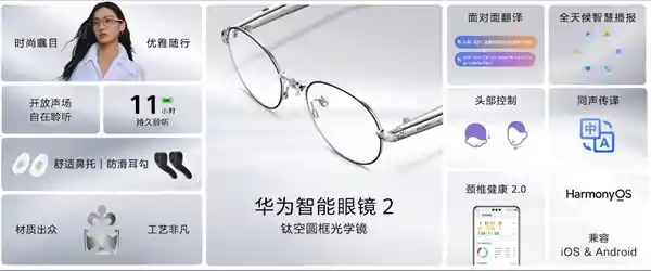 华为智能眼镜新升级：余承东同款钛空圆框光学镜发布，售价2299元