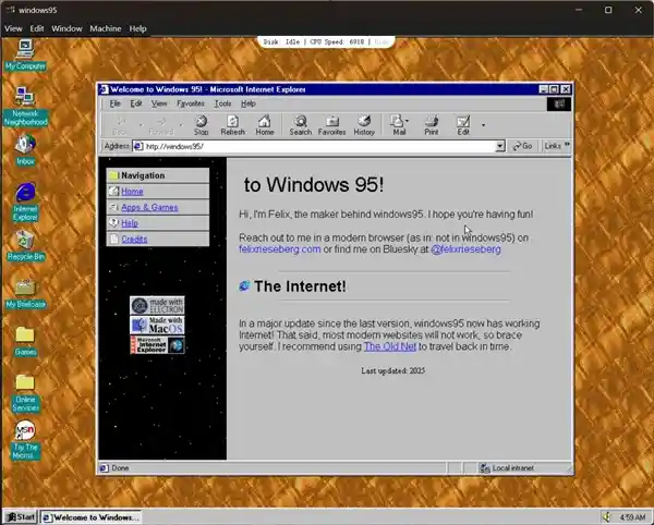 《穿越时空：2025年轻松畅玩Windows 95，颠覆想象无需重装》