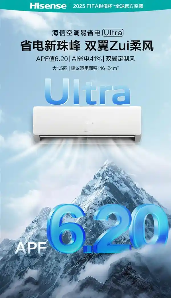 突破节能新高度！海信全新APF值6.20省电王，全年电费轻松省出来