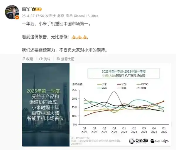 《雷军立誓：十年磨一剑，小米手机剑指国内榜首！》