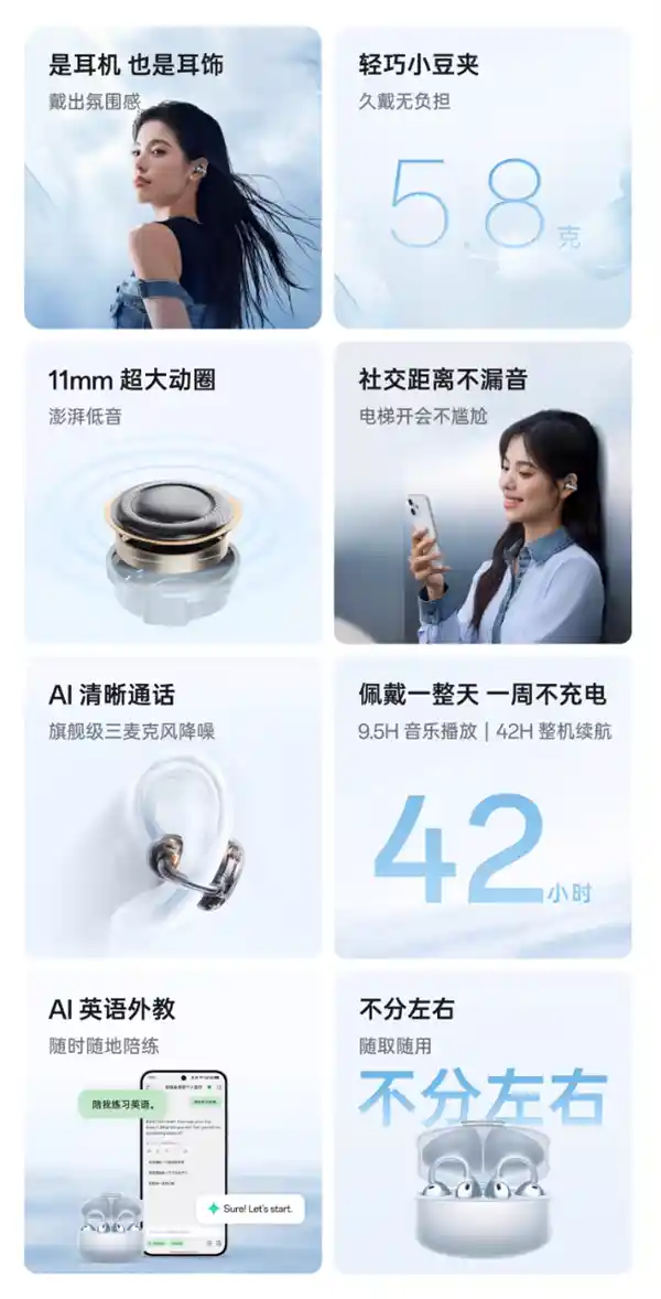 799元！OPPO Enco Clip耳夹耳机上线：颠覆传统，左右耳自由随心
