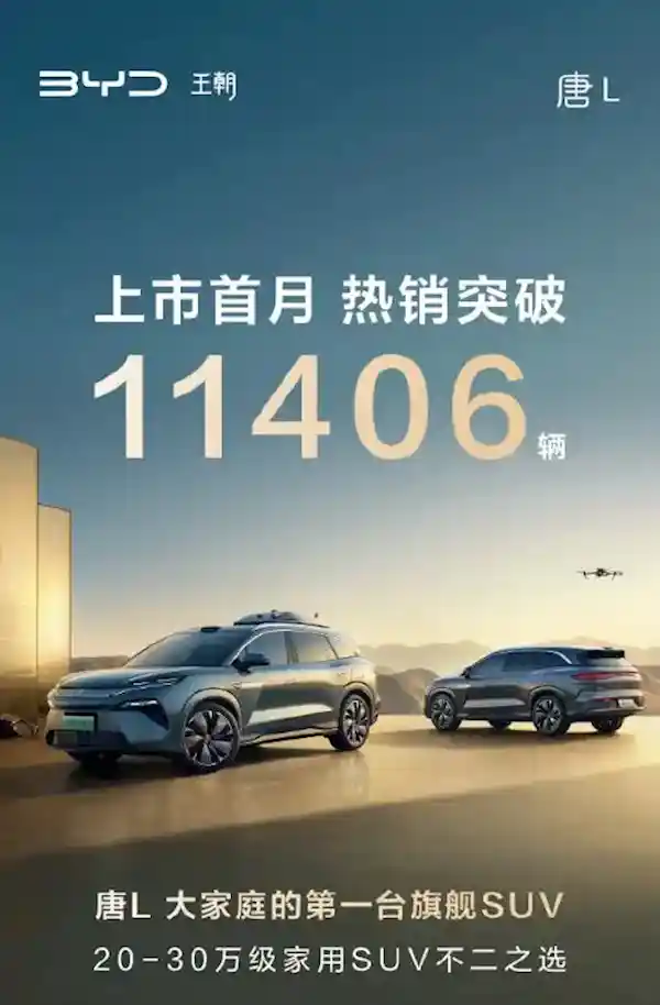 首搭兆瓦闪充技术！比亚迪汉L与唐L上市首月销量双双破万