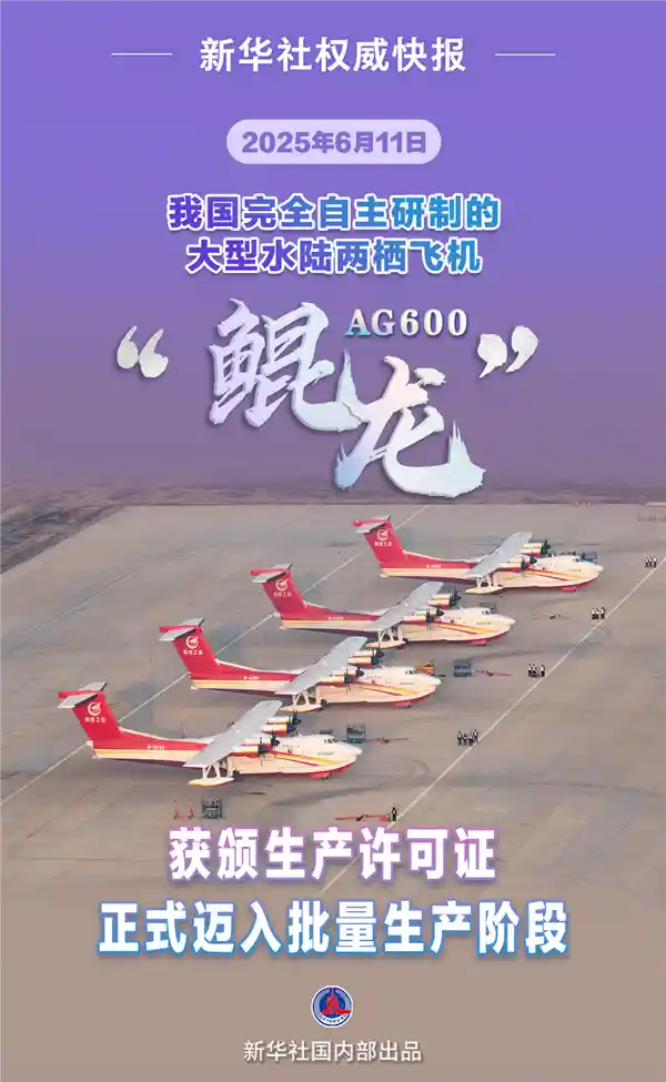 鲲龙振翅！我国自主研制大型水陆两栖飞机AG600迈入量产新时代