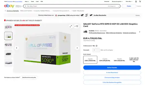 4万元！影驰HOF RTX 5090D遭海外疯狂倒卖，反向输出成抢手货