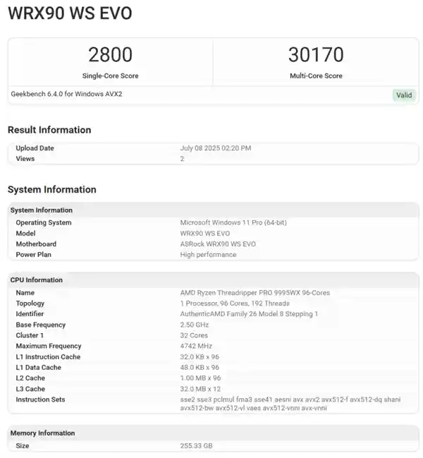 9万卖价引爆关注！AMD线程撕裂者PRO 9995WX性能跑分曝光