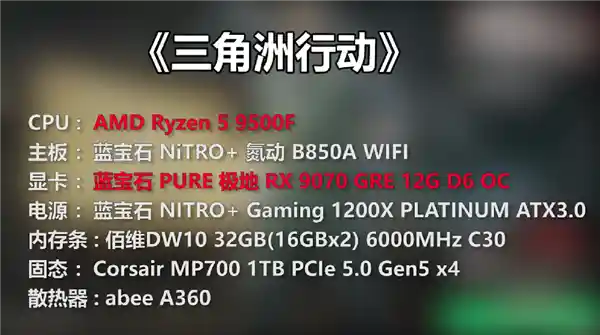 3799元解锁《三角洲行动》极致体验！蓝宝石RX 9070 GRE 12G显卡实测揭秘
